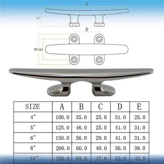 High Quality Stainless Steel Marine Hardware Flat-Top Cleat