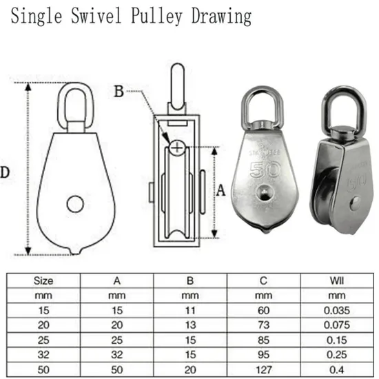 Marine Fittings Wire Stainless Steel Single Sheave Swivel Eye Block