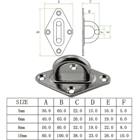 Stainless Steel Diamond Shaped Pad Eye Plate